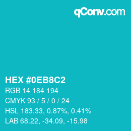 Color code: HEX #0EB8C2 | qconv.com