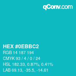 Color code: HEX #0EBBC2 | qconv.com