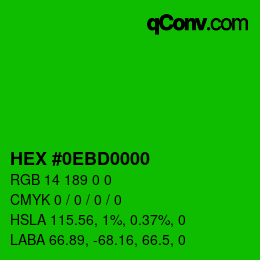 Color code: HEX #0EBD0000 | qconv.com