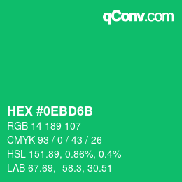 カラーコード: HEX #0EBD6B | qconv.com