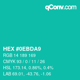 カラーコード: HEX #0EBDA9 | qconv.com