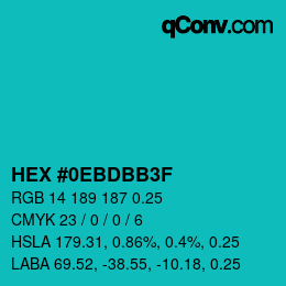 Farbcode: HEX #0EBDBB3F | qconv.com