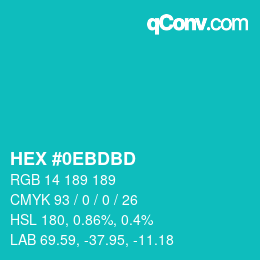 Color code: HEX #0EBDBD | qconv.com