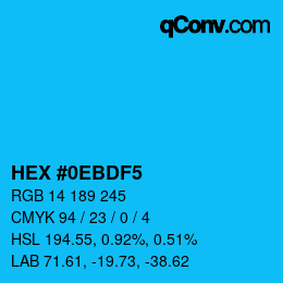 Color code: HEX #0EBDF5 | qconv.com