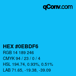 カラーコード: HEX #0EBDF6 | qconv.com