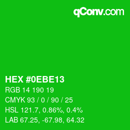 Color code: HEX #0EBE13 | qconv.com