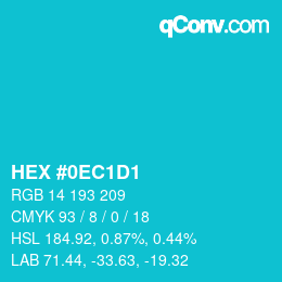 カラーコード: HEX #0EC1D1 | qconv.com