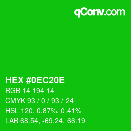 Color code: HEX #0EC20E | qconv.com