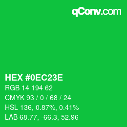 Color code: HEX #0EC23E | qconv.com