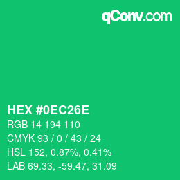 Color code: HEX #0EC26E | qconv.com
