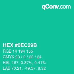 Color code: HEX #0EC29B | qconv.com