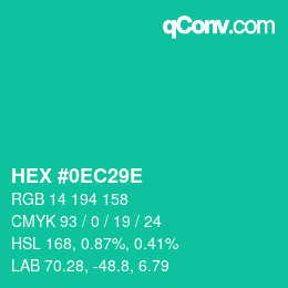 Color code: HEX #0EC29E | qconv.com