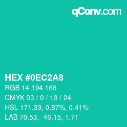 カラーコード: HEX #0EC2A8 | qconv.com