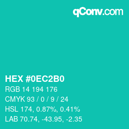 カラーコード: HEX #0EC2B0 | qconv.com