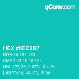 カラーコード: HEX #0EC2B7 | qconv.com