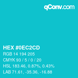 Color code: HEX #0EC2CD | qconv.com