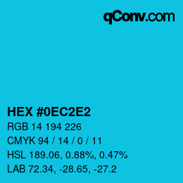 カラーコード: HEX #0EC2E2 | qconv.com