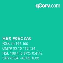 颜色代码: HEX #0EC3A0 | qconv.com