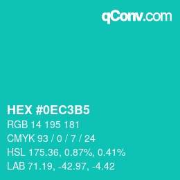 颜色代码: HEX #0EC3B5 | qconv.com
