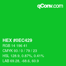 Farbcode: HEX #0EC429 | qconv.com