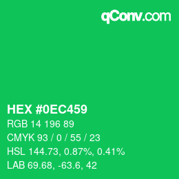 Farbcode: HEX #0EC459 | qconv.com
