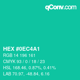 Color code: HEX #0EC4A1 | qconv.com