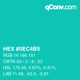 カラーコード: HEX #0EC4B5 | qconv.com