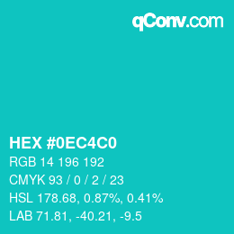 Color code: HEX #0EC4C0 | qconv.com