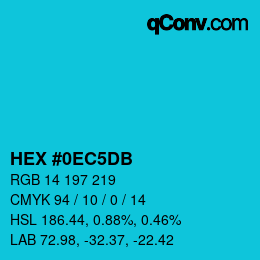 カラーコード: HEX #0EC5DB | qconv.com