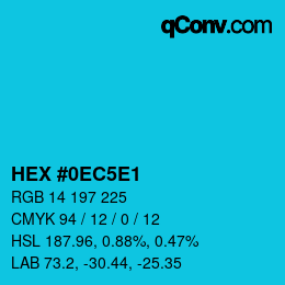 カラーコード: HEX #0EC5E1 | qconv.com