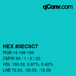 Color code: HEX #0EC6C7 | qconv.com