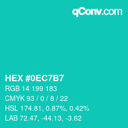 カラーコード: HEX #0EC7B7 | qconv.com