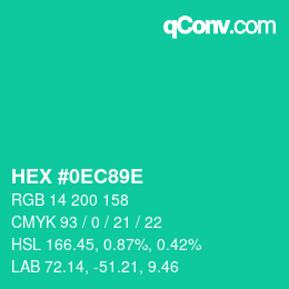 Color code: HEX #0EC89E | qconv.com