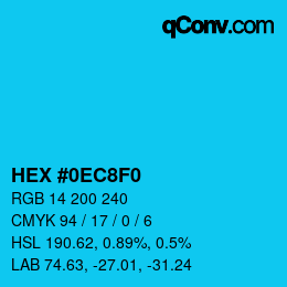 カラーコード: HEX #0EC8F0 | qconv.com
