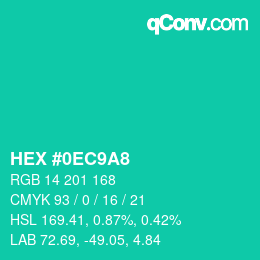 Color code: HEX #0EC9A8 | qconv.com