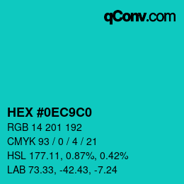 Color code: HEX #0EC9C0 | qconv.com
