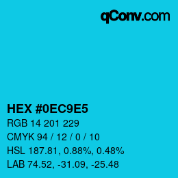 カラーコード: HEX #0EC9E5 | qconv.com