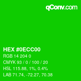 颜色代码: HEX #0ECC00 | qconv.com