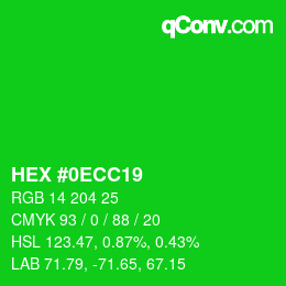 Color code: HEX #0ECC19 | qconv.com