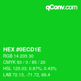 Color code: HEX #0ECD1E | qconv.com