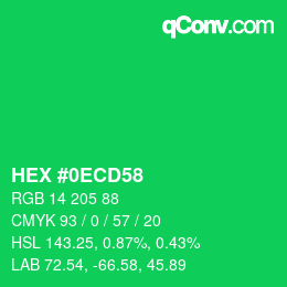 Color code: HEX #0ECD58 | qconv.com