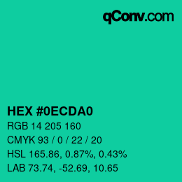 Color code: HEX #0ECDA0 | qconv.com
