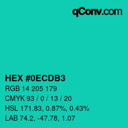 カラーコード: HEX #0ECDB3 | qconv.com