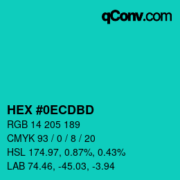 Color code: HEX #0ECDBD | qconv.com