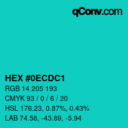カラーコード: HEX #0ECDC1 | qconv.com