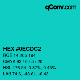 Color code: HEX #0ECDC2 | qconv.com