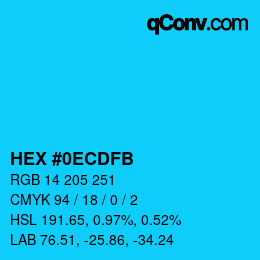 颜色代码: HEX #0ECDFB | qconv.com