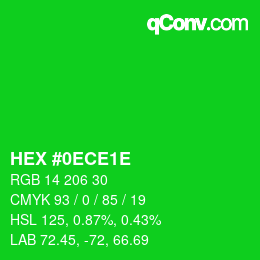 Color code: HEX #0ECE1E | qconv.com