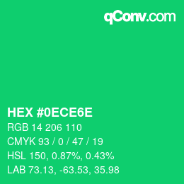 カラーコード: HEX #0ECE6E | qconv.com