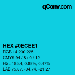 カラーコード: HEX #0ECEE1 | qconv.com